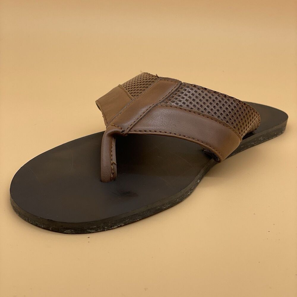 Linea Uomo Danton Leather Flip-Flops / Sandals Men's Size Large Brown Black
